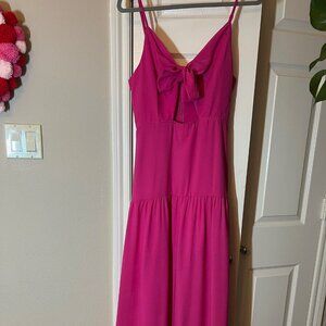 NEW Women's SHEIN Fuchsia Pink Sleeveless Bow Front Maxi Dress - Large